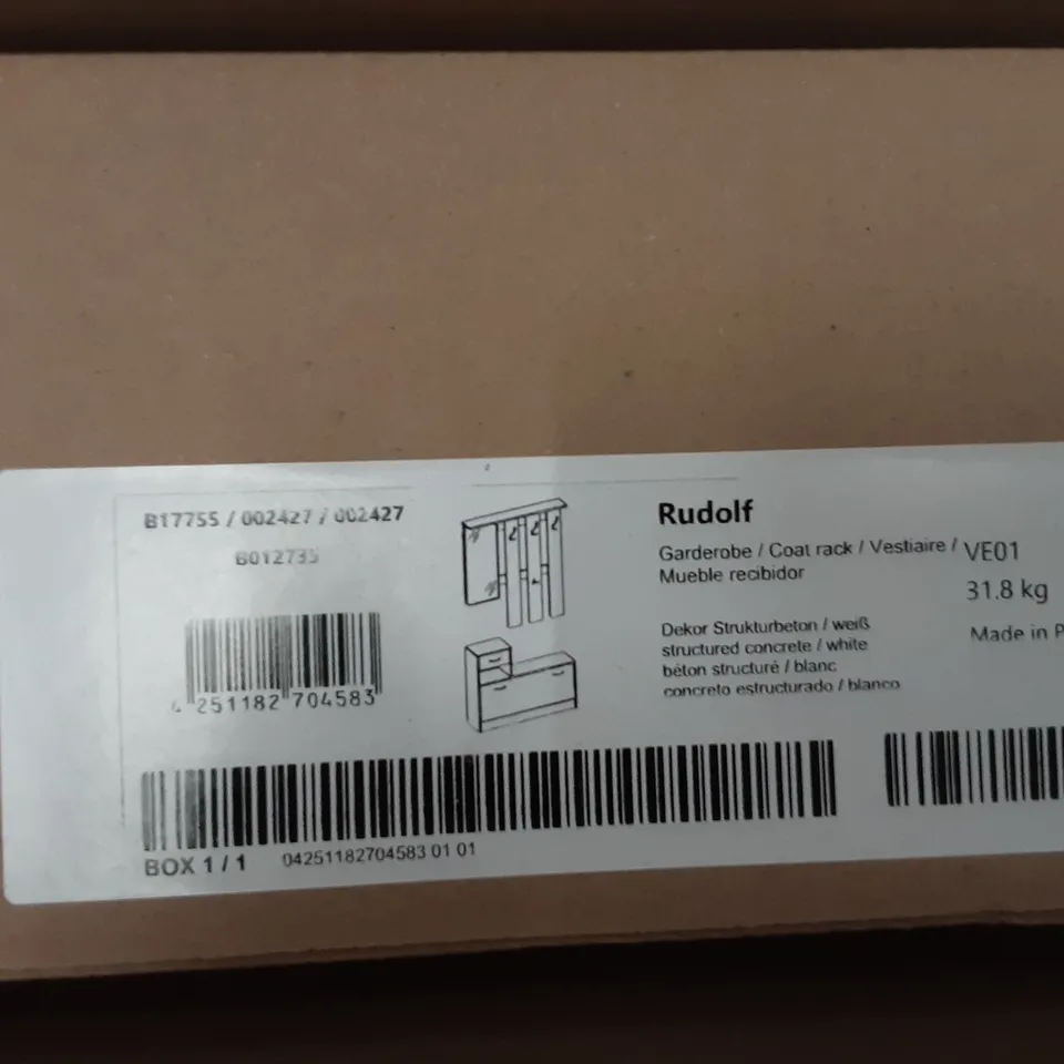 BOXED DESIGNER RUDOLF CONTRACT COAT RACK IN WHITE 