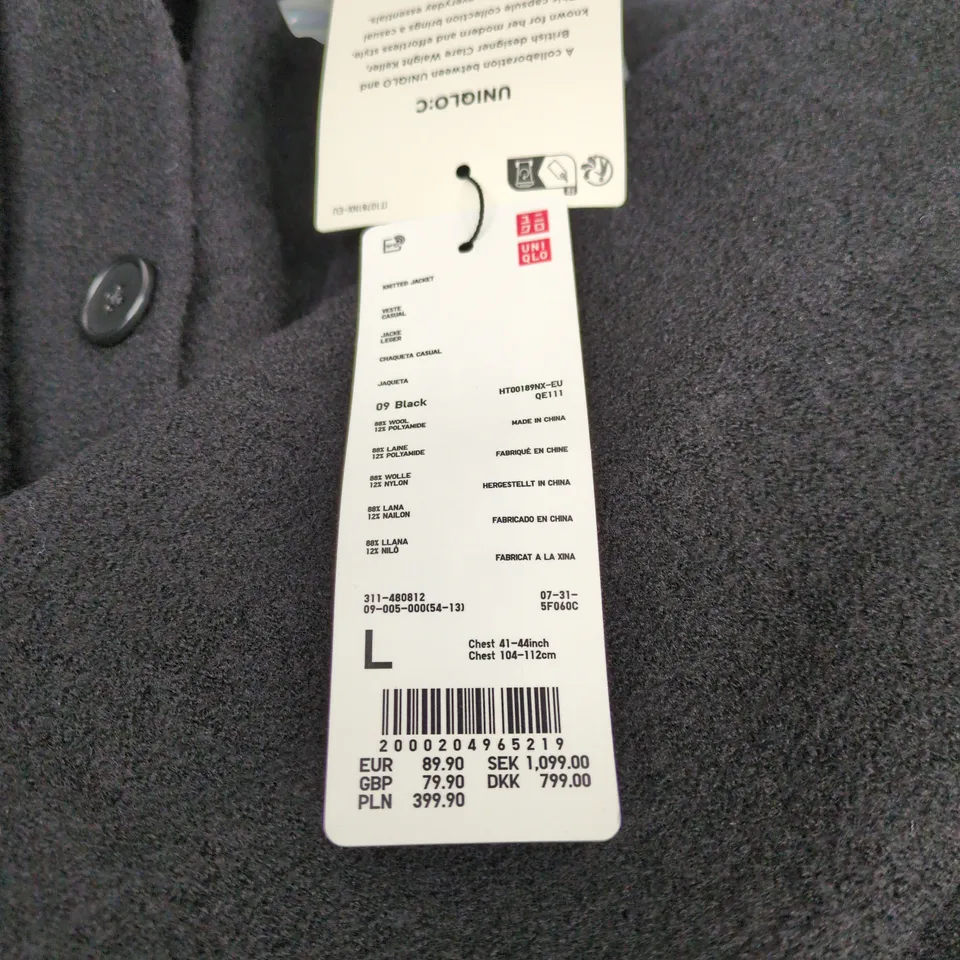 UNIQLO CASUAL KNITTED JACKET BLACK LARGE WITH TAGS