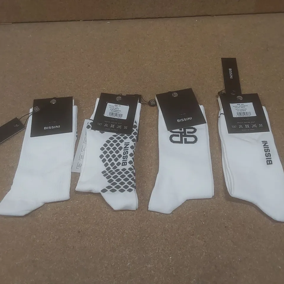 BOX TO CONTAIN A LARGE QUANTITY OF BRAND NEW PAIRS OF BISSINI CYCLING SOCKS - WHITE // SIZES VARY // 1 PAIR PER PACK