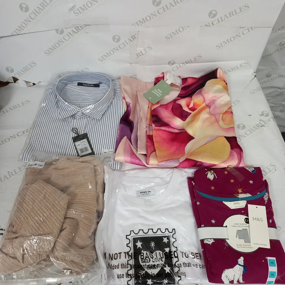 BOX OF APPROXIMATELY 18 ASSORTED ITEMS TO INCLUDE - DRESSES , JUMPERS , AND  T-SHIRTS ETC