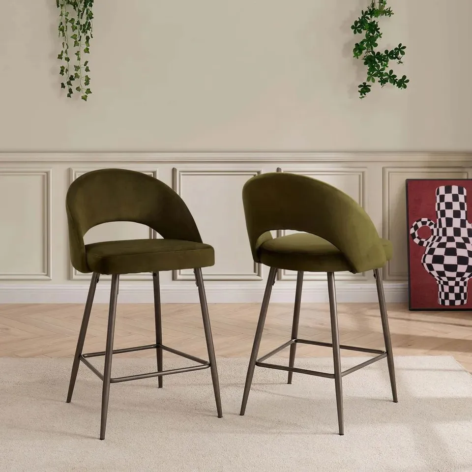 BOXED DUSK LOLA SET OF 2 BARSTOOLS - RICH GREEN (1 BOX)