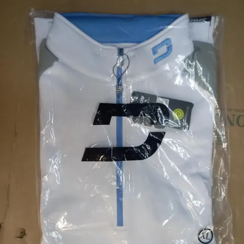 DRUIDS MIDLAYER GOLF JUMPER IN WHITE/GREY/BLUE SIZE XL