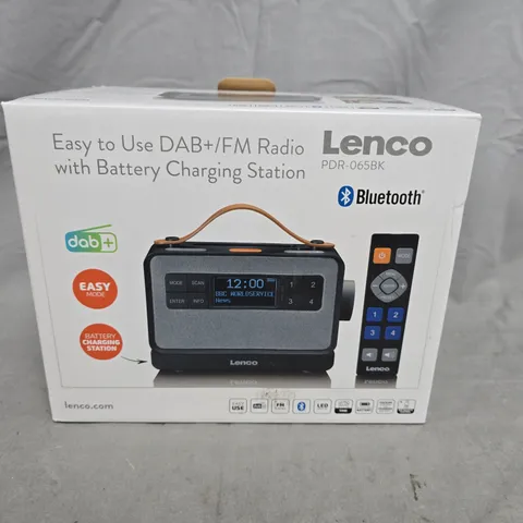 LENCO PDR-065BK DAB+/FM PORTABLE RADIO WITH BATTERY CHARGING STATION (BOXED)