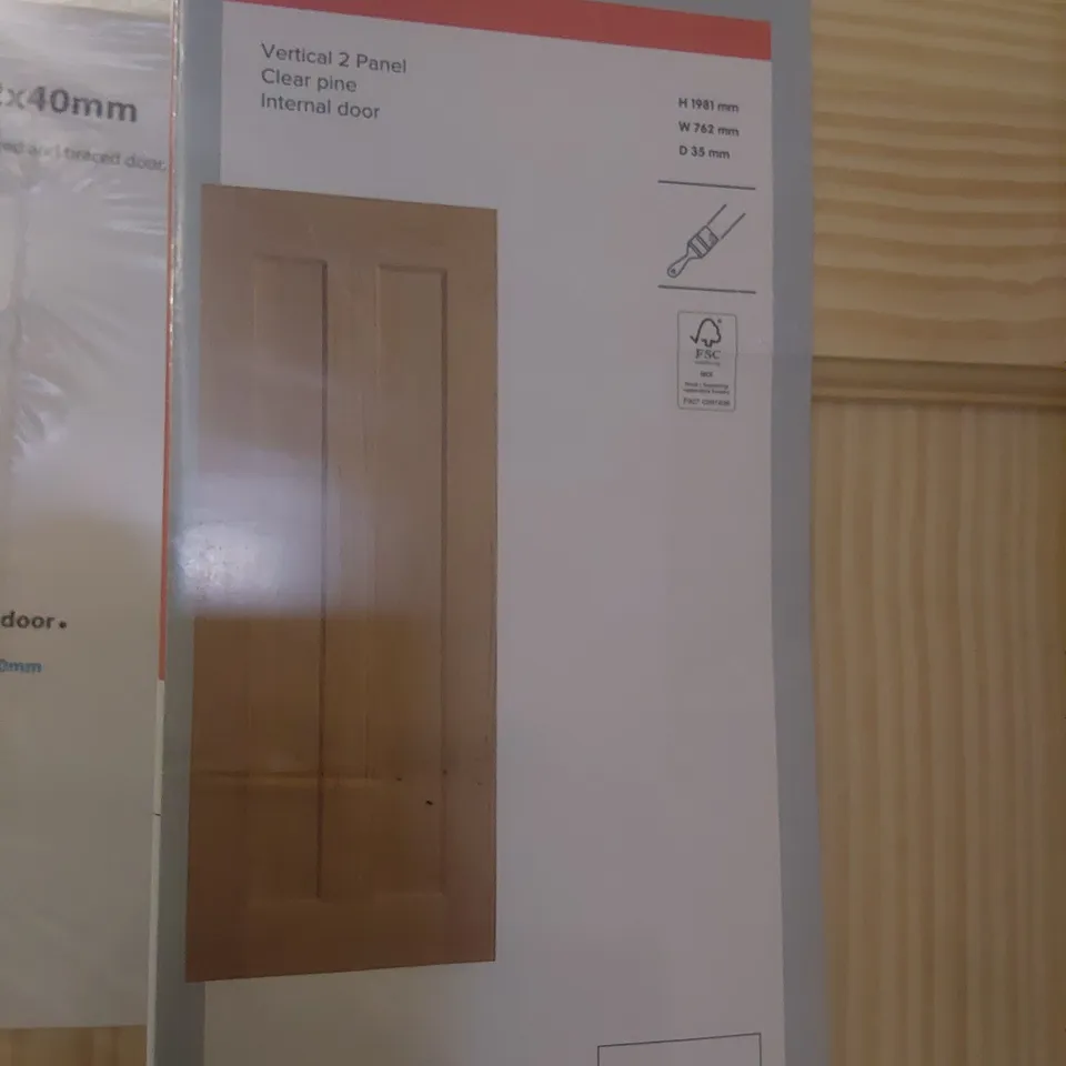 CLEAR PINE VERTICAL 2 PANEL INTERNAL DOOR 1981× 762mm