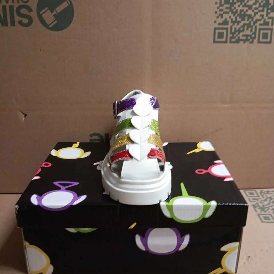 KOI KIDZ TELETUBBIES GLITTER TRUMPETS SANDALS WHITE MULTI SIZE 11