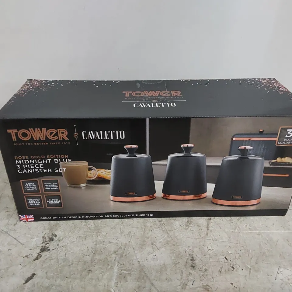 BOXED TOWER CAVARLETTO MIDNIGHT BLUE 3 PIECE CANISTER SET (1 BOX)