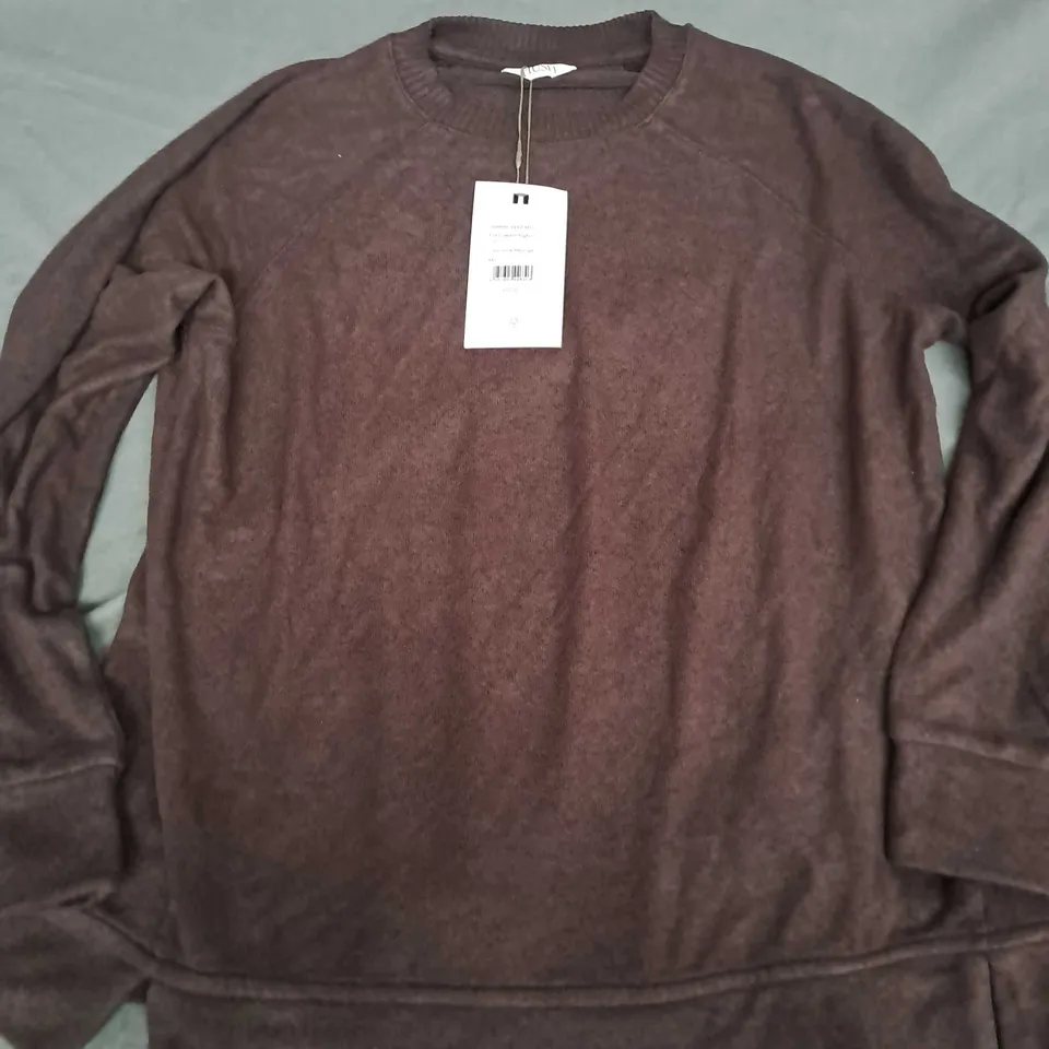 ELLE SUPERSOFT RAGLAN TOP IN CHOCOLATE MELANGE - XXS