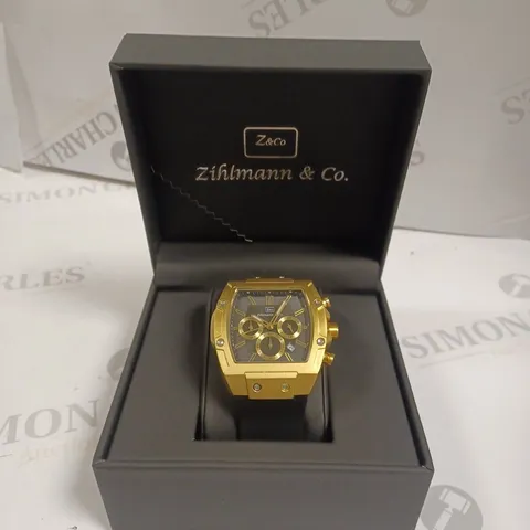MENS ZIHLMANN & CO Z911 WATCH β CHRONOGRAPH MOVEMENT β BLACK DIAL β 3ATM β QUICK RELEASE RUBBER STRAP β 3ATM WATER RESISTANT