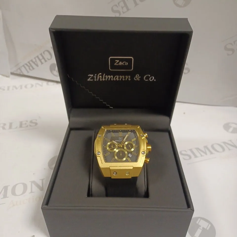 MENS ZIHLMANN & CO Z911 WATCH – CHRONOGRAPH MOVEMENT – BLACK DIAL – 3ATM – QUICK RELEASE RUBBER STRAP – 3ATM WATER RESISTANT