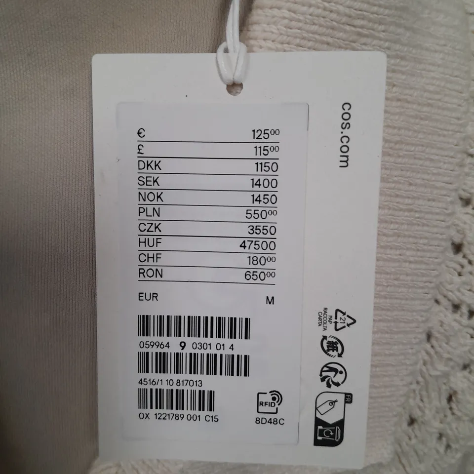 COS CREAM KNIT BUTTON FRONT CARDIGAN - EUR M 