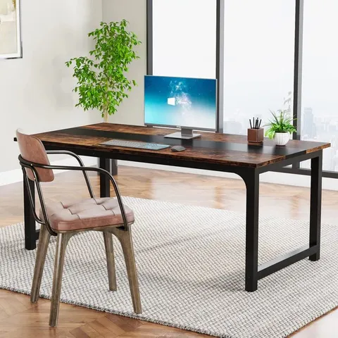 BOXED TRIBESIGNS LARGE MODERN COMPUTER DESK - 63"X31.5" OFFICE WORKSTATION (1 BOX)