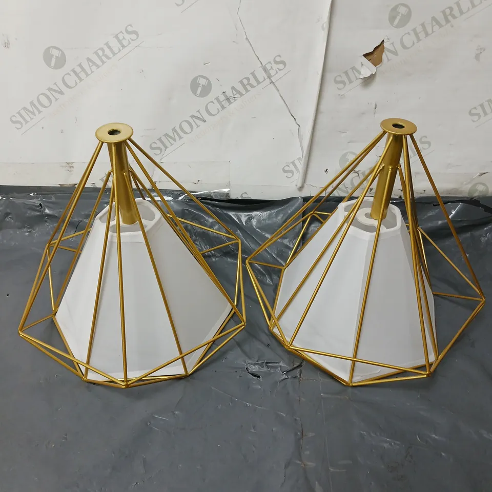 DESIGNER GOLD COLOUR WIRE SHADES TWIN SET 