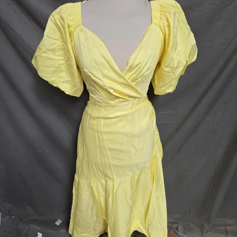 COAST COTTON PUFF SLEEVE DRESS IN LEMON YELLOW SIZE 16