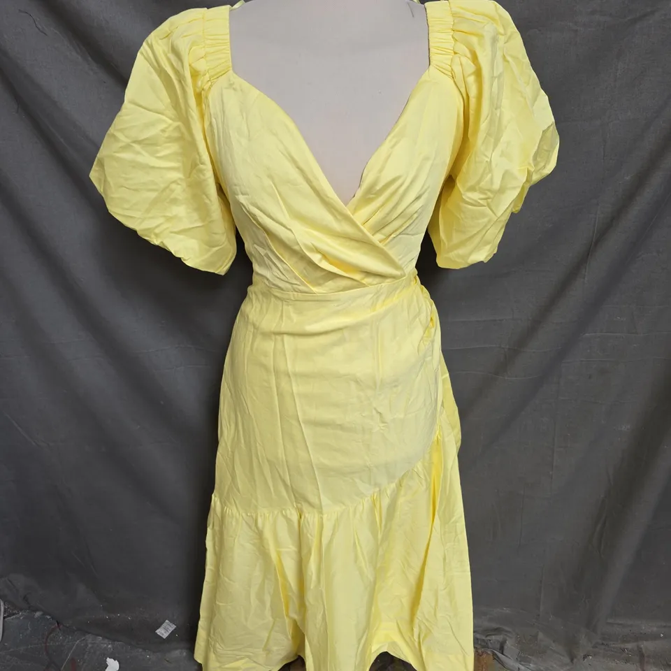 COAST COTTON PUFF SLEEVE DRESS IN LEMON YELLOW SIZE 16