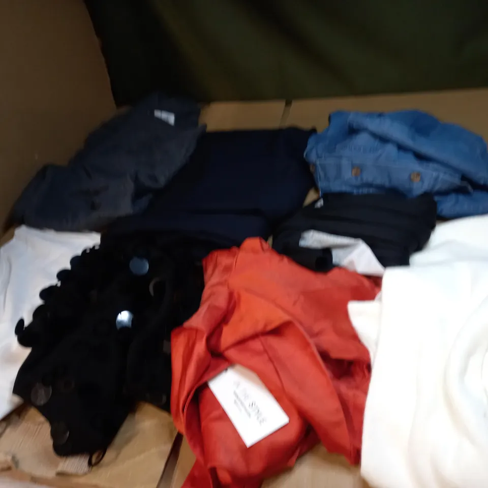 LOT OF APPROX 20 ASSORTED CLOTHING ITEMS VARYING IN SIZE/COLOUR/STYLE TO INCLUDE: TROUSERS, DRESSES, JUMPERS