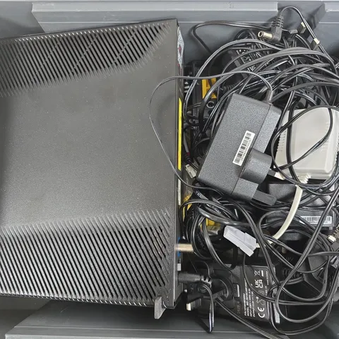 APPROXIMATELY 15 ASSORTED HOUSEHOLD ITEMS TO INCLUDE ROUTERS, CABLES, ETC