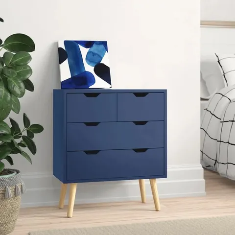 BOXED NEYMAR 4 DRAWER 60CM W CHEST OF DRAWERS - NIGHT SHADOW BLUE (1 BOX)