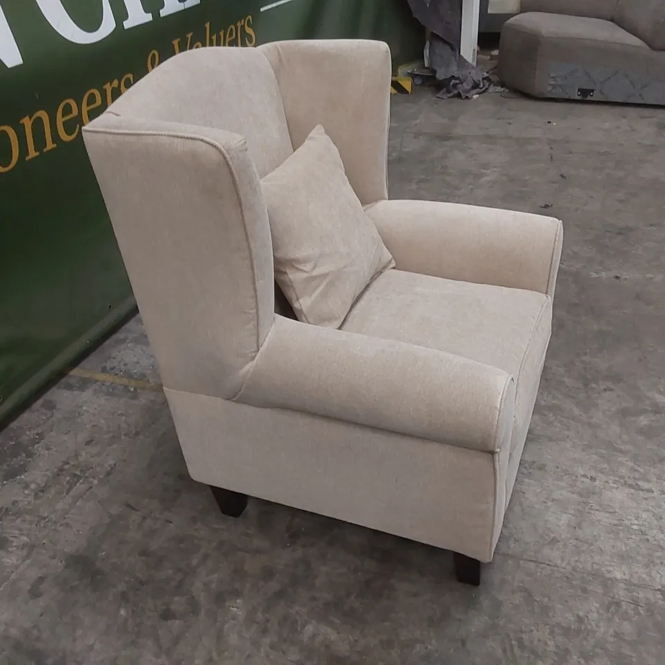 DENTON GRACE CHENILLE FABRIC WING CHAIR - NATURAL  RRP £339