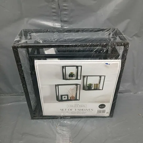 HOME COLLECTION SET OF 3 SHELVES IN BLACK