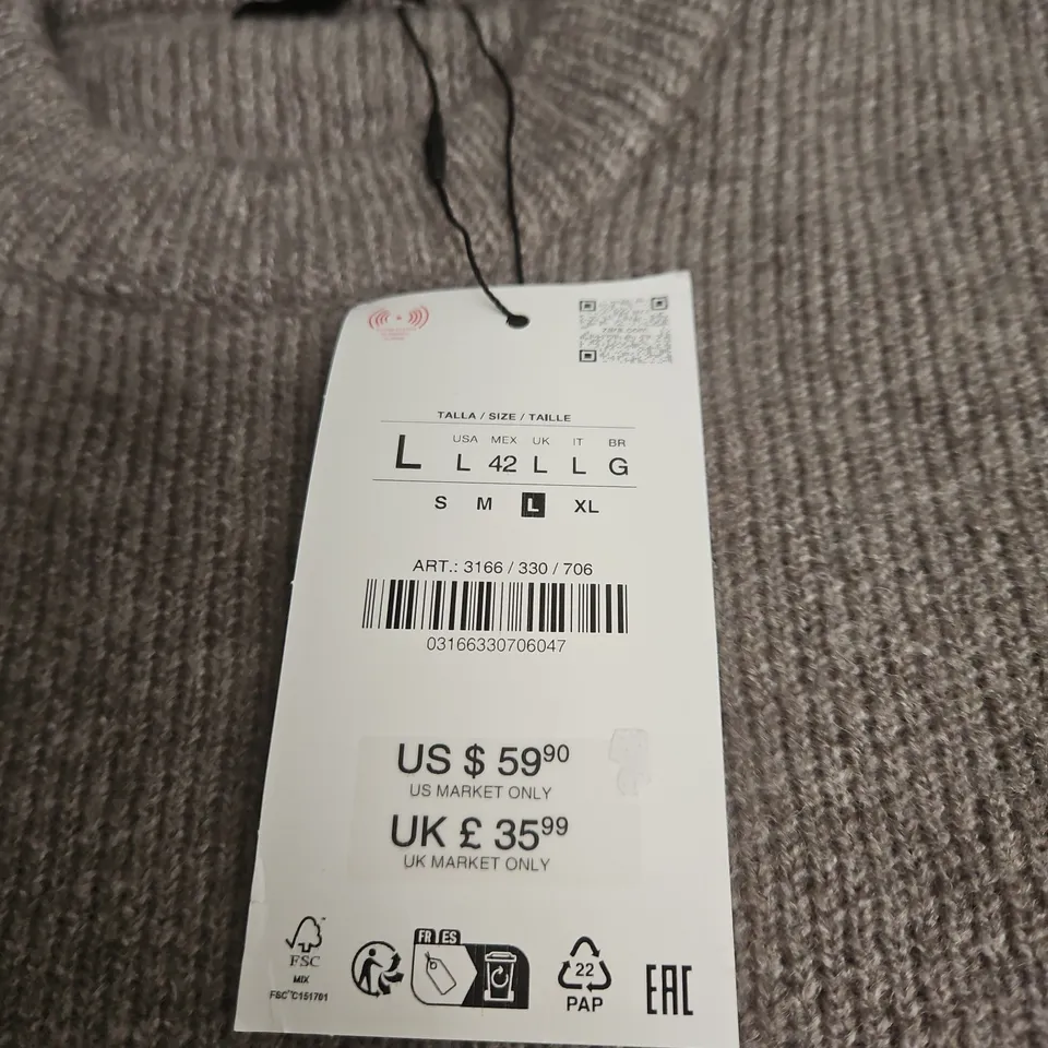 ZARA LARGE GREY KNITTED JUMPER WITH TAGS