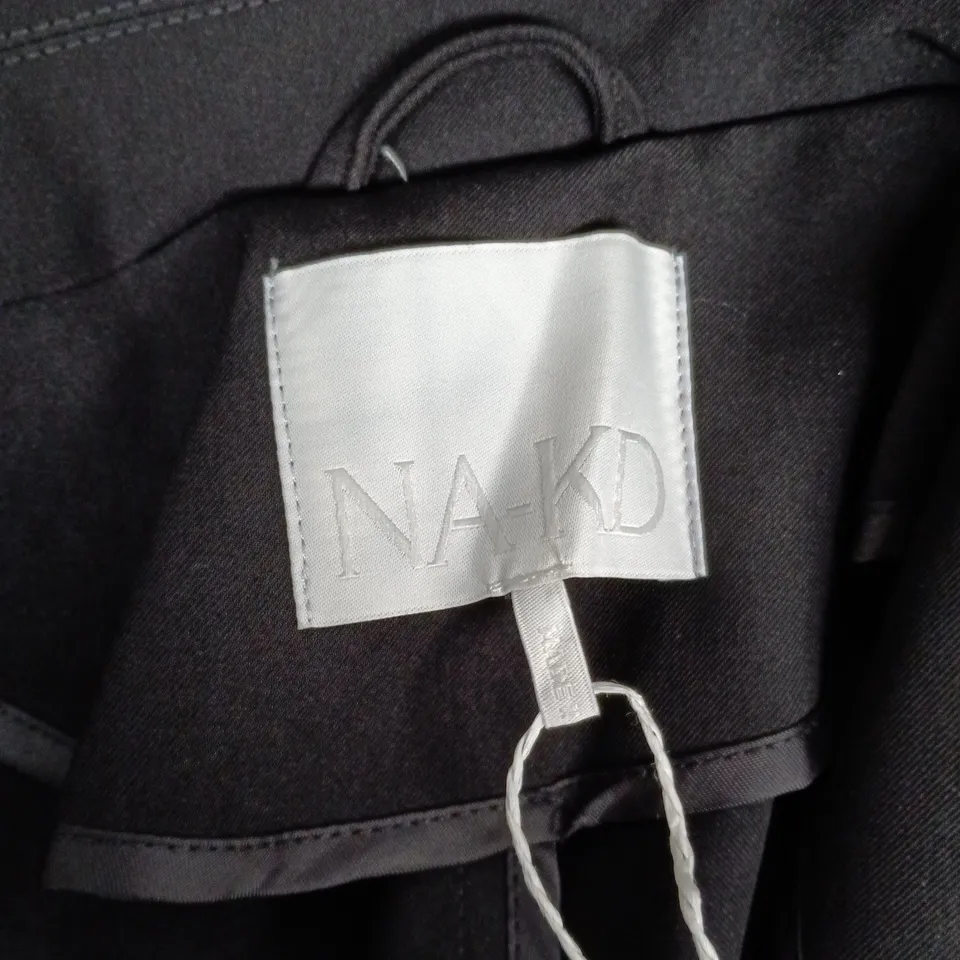 NA-KD LONG TRENCH COAT - BLACK - UK 8 (EU 36)