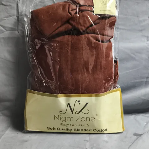 NIGHT ZONE SOFT QUALITY BLENDED COTTON DOUBLE FITTED SHEET IN CHOCOLATE