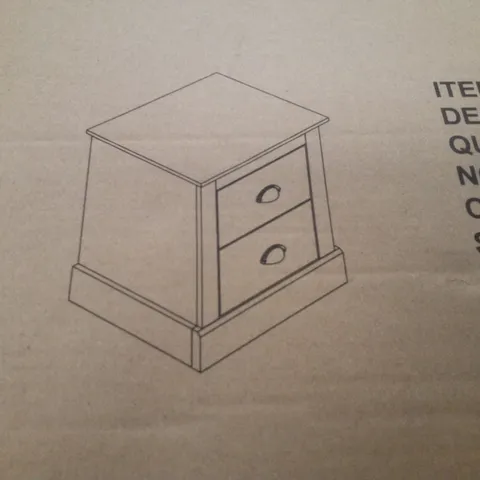 BOXED 2 DRAWER BEDSIDE TABLE - OAK