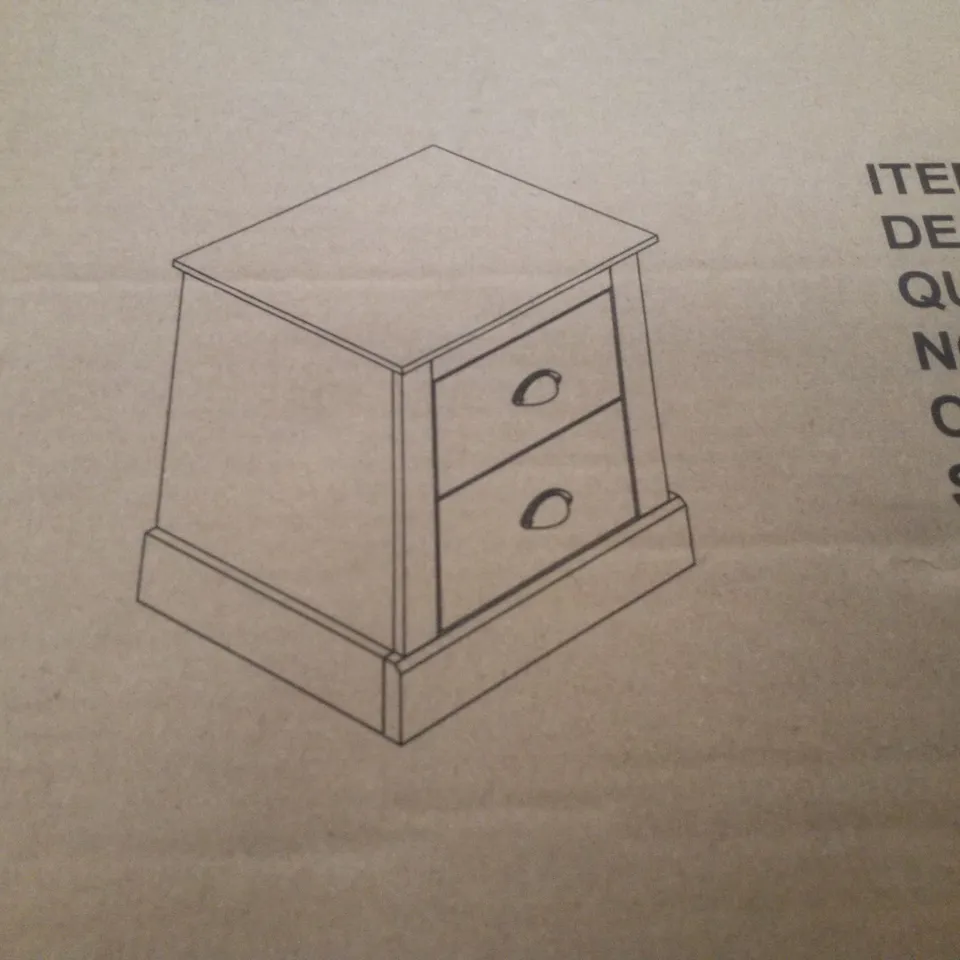 BOXED 2 DRAWER BEDSIDE TABLE - OAK