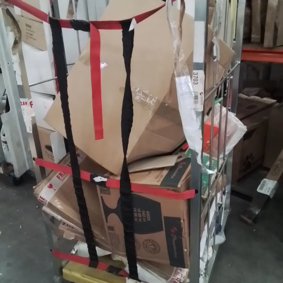CAGE OF ASSORTED HOUSEHOLD GOODS AND PRODUCTS TO INCLUDE;PASABAHCE GLASSES,TOASTER,CURTAINS
