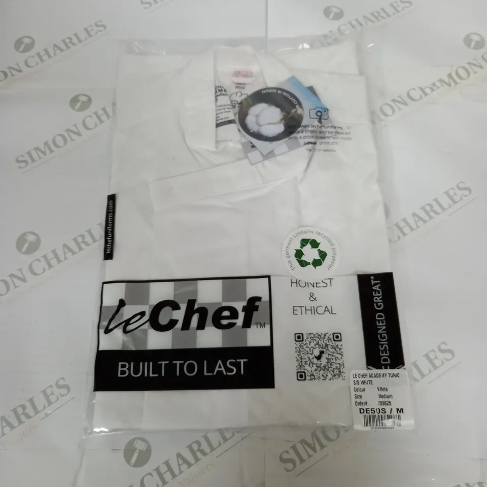 SEALED LE CHEF ACADEMY TUNIC  S/S IN WHITE - MEDIUM