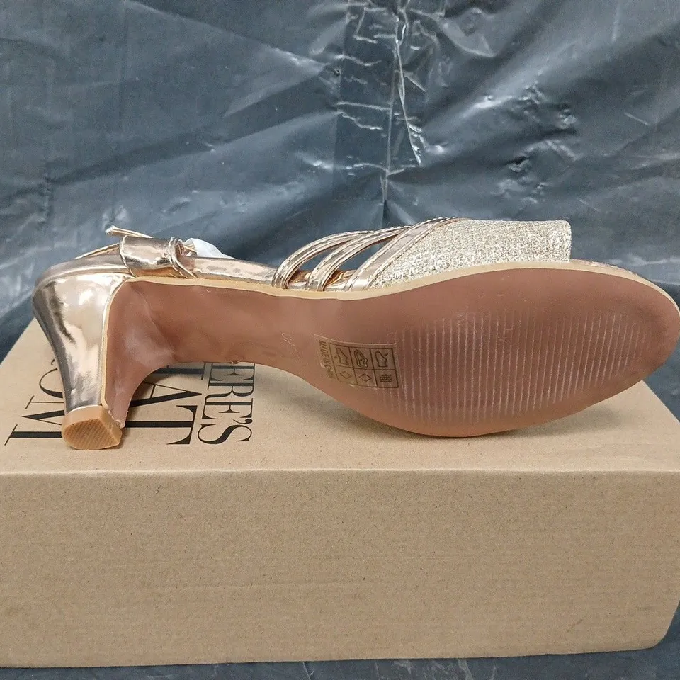 BOXED PAIR OF WHERE THEY FROM LOW HEEL SHOES IN ROSE GOLD - UK SIZE 6