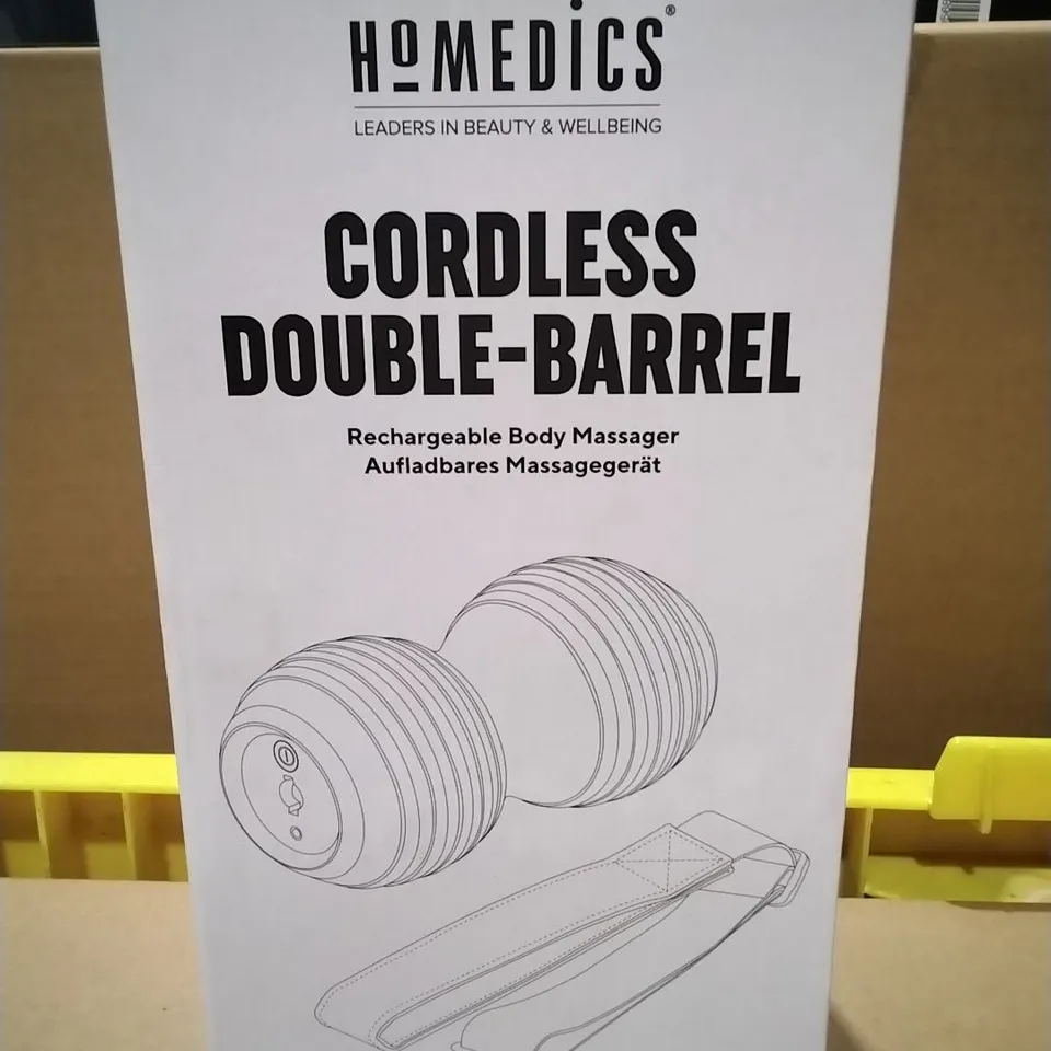 BOXED HOMEDICS CORDLESS DOUBLE-BARREL RECHARGEABLE BODY MASSAGER SP-180J