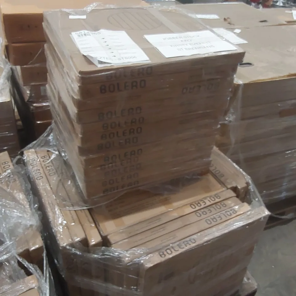 PALLET CONTAINING A VERY LARGE QUANTITY OF BRAND NEW BOXED BOLERO ALUMINIUM TABLE TOPS 