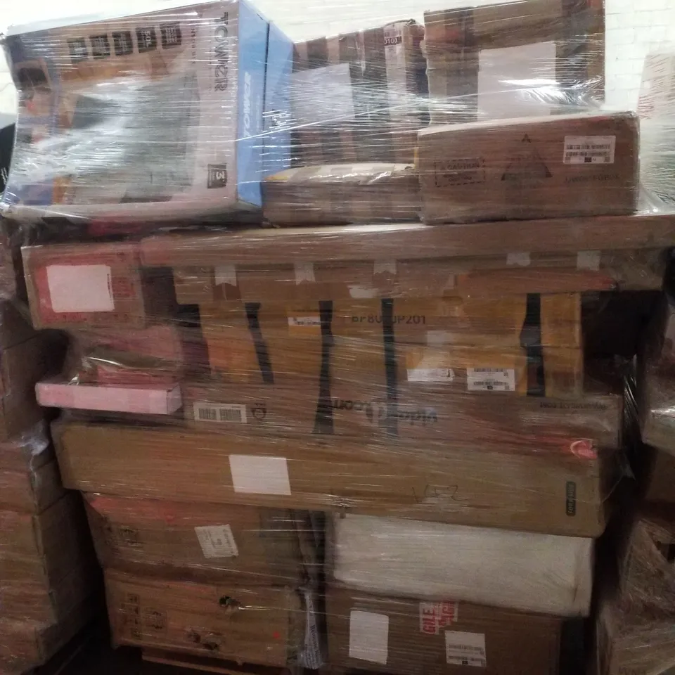 PALLET CONTAINING ASSORTED PRODUCTS INCLUDING 50L SENSOR BIN, CONSOLE TABLE & BED FRAME