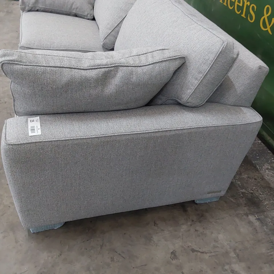 QUALITY BRITISH MADE LOUNGE Co THREE SEATER SOFA WITH BOLSTER CUSHIONS GREY FABRIC 