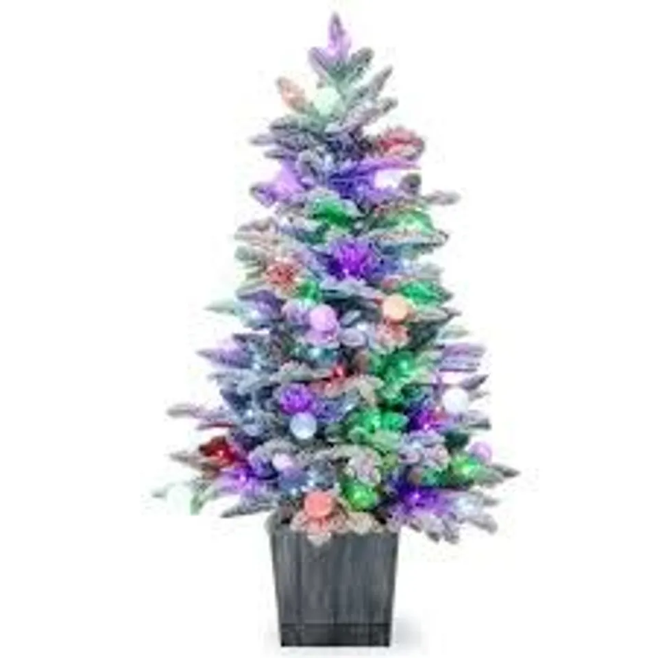 BOXED COSTWAY SNOW FLOCKED POTTED XMAS TREE WITH 148 PVC AND PE TIPS