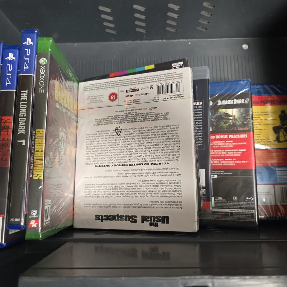 TOTE OF APPROXIMATELY 12 ASSORTED DVD'S & GAMES TO INCLUDE - PS4 PLANET COASTER , PS4 NARCOS , BORDERLANDS XBOX ONE ETC