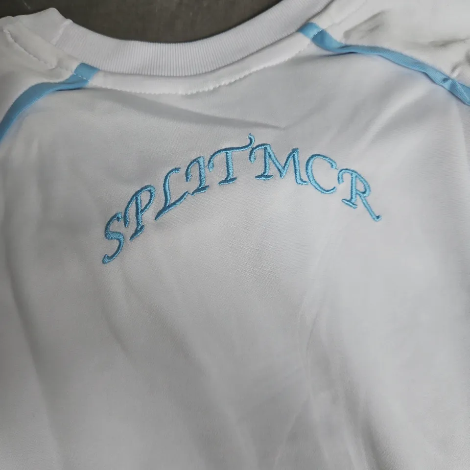 SPLIT MCR WHITE T-SHIRT WITH BLUE DRAGON PRINT – XS