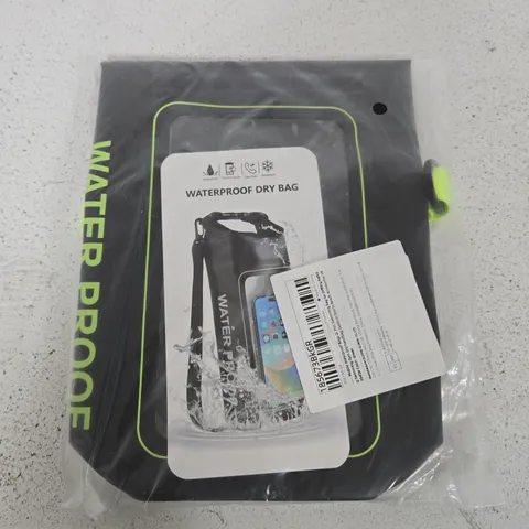 WATERPROOF DRY BAG – BLACK WITH NEON GREEN TRIM