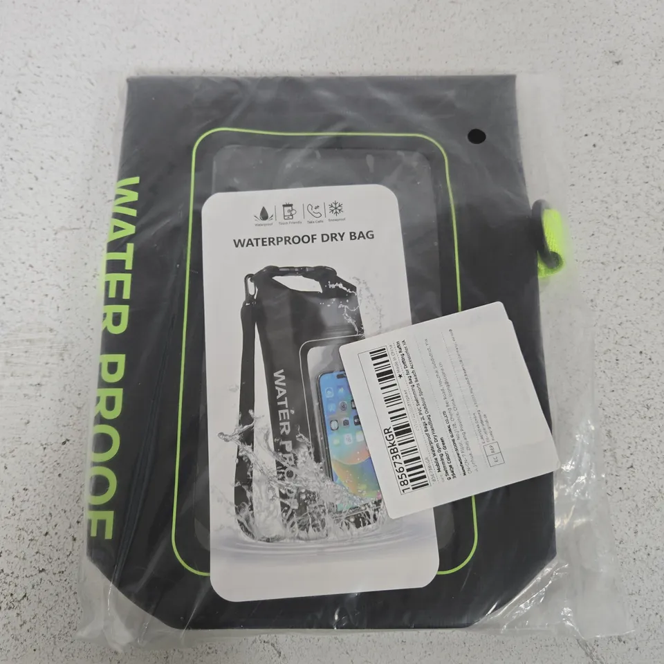 WATERPROOF DRY BAG – BLACK WITH NEON GREEN TRIM