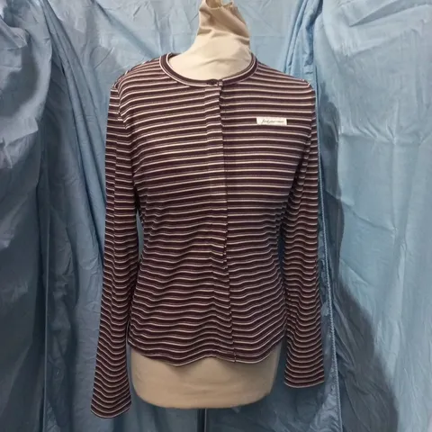 REASN WOMEN'S STRIPED LONG-SLEEVE BUTTON-FRONT TOP – UK 12 (US 8, EU 40)