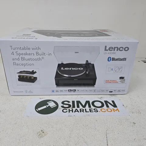LENCO LS-430BK TURNTABLE WITH 4 BUILT-IN SPEAKERS & BLUETOOTH – BOXED