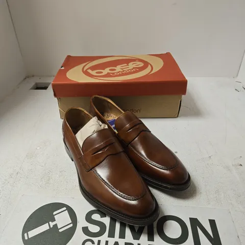 BASE LONDON KENNEDY WASHED TAN LEATHER LOAFERS – UK 10 (EU 44, US 11)
