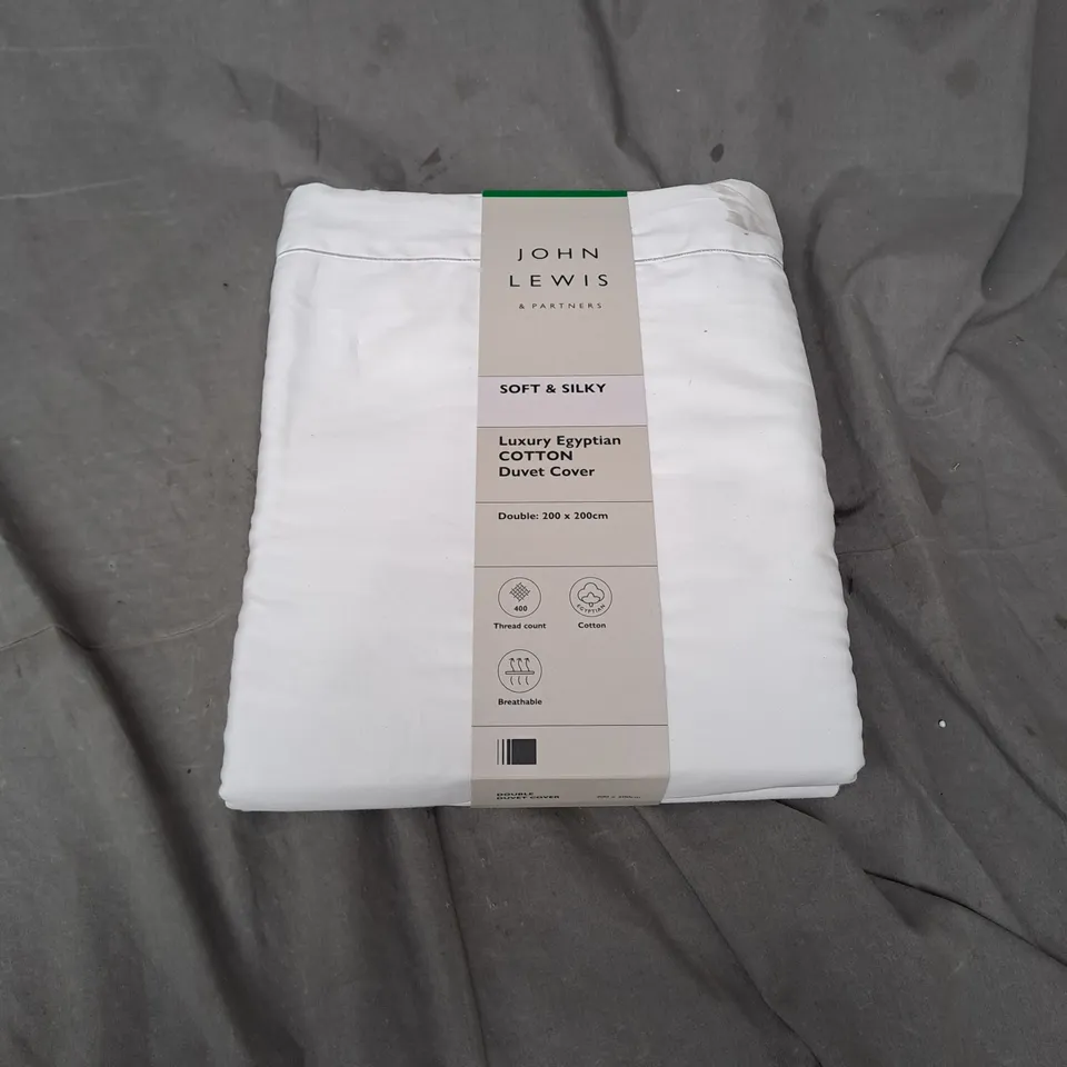 JOHN LEWIS LUXURY EGYPTIAN COTTON DUVET COVER IN WHITE - DOUBLE
