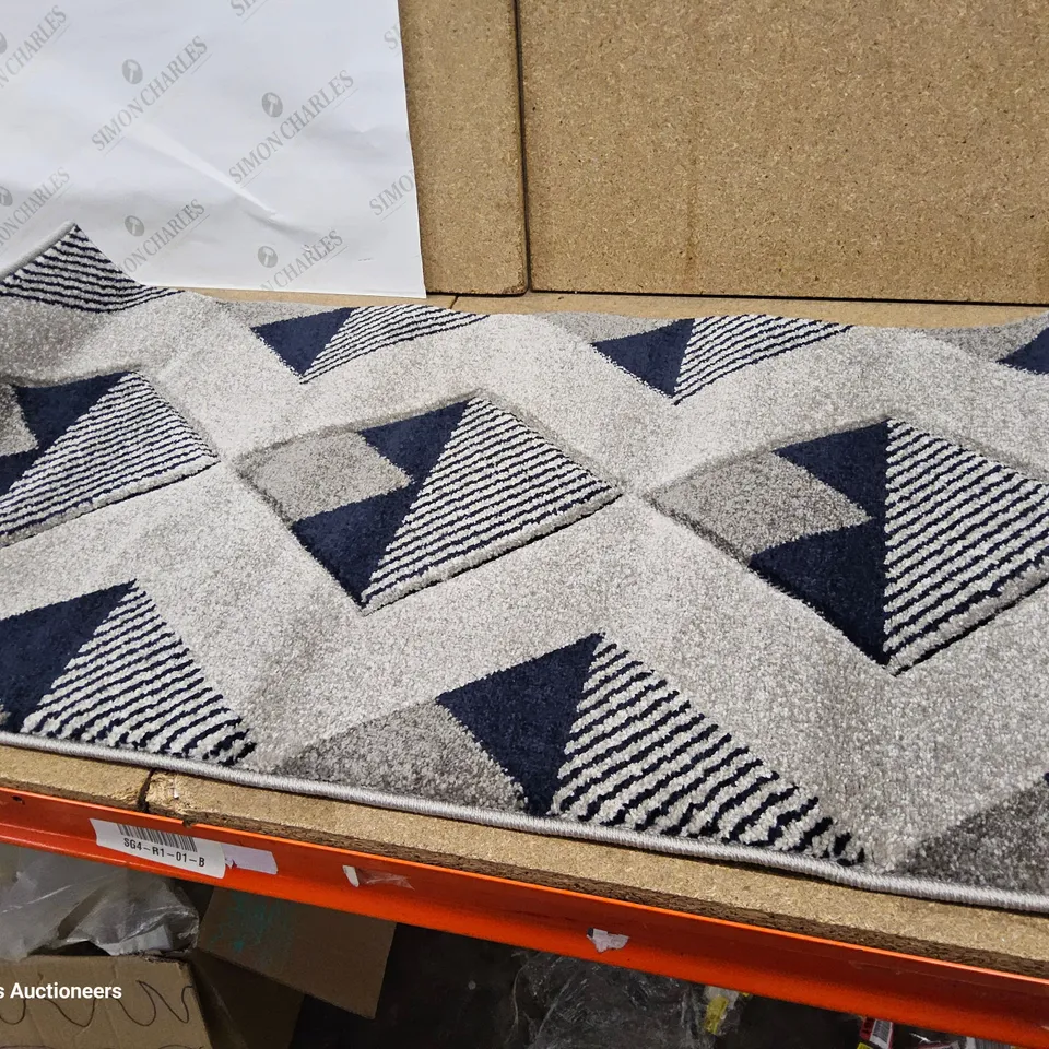 LUXURY 3D ZIGZAG NAVY RUG 60 × 110