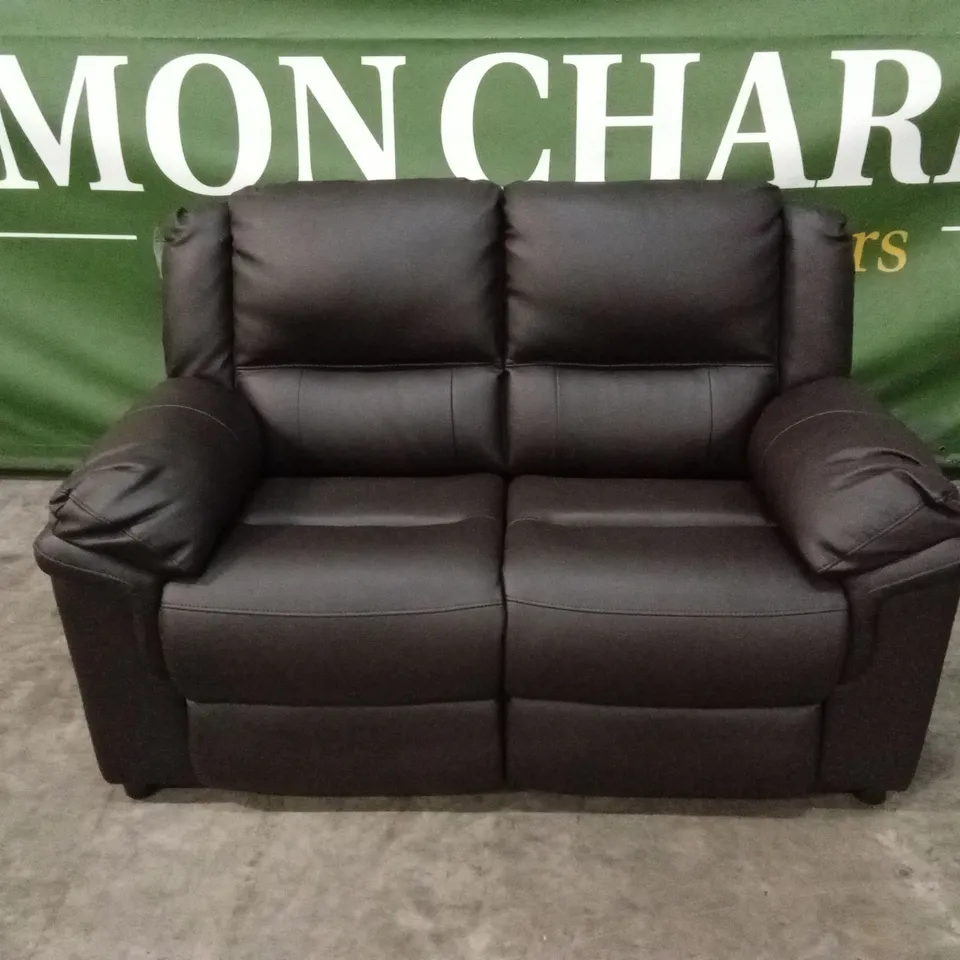 ALBION LUXURY FAUX LEATHER HIGH BACK 2 SEATER SOFA - CHOCOLATE RRP £519