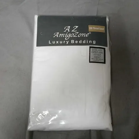 AZ AMIGOZONE LUXURY BEDDING EXTRA DEEP SUPER KING FITTED SHEET – 200 THREAD COUNT