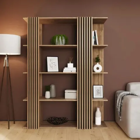 ROWAN WIDE SHELVING UNIT - OAK (3 BOXES) 