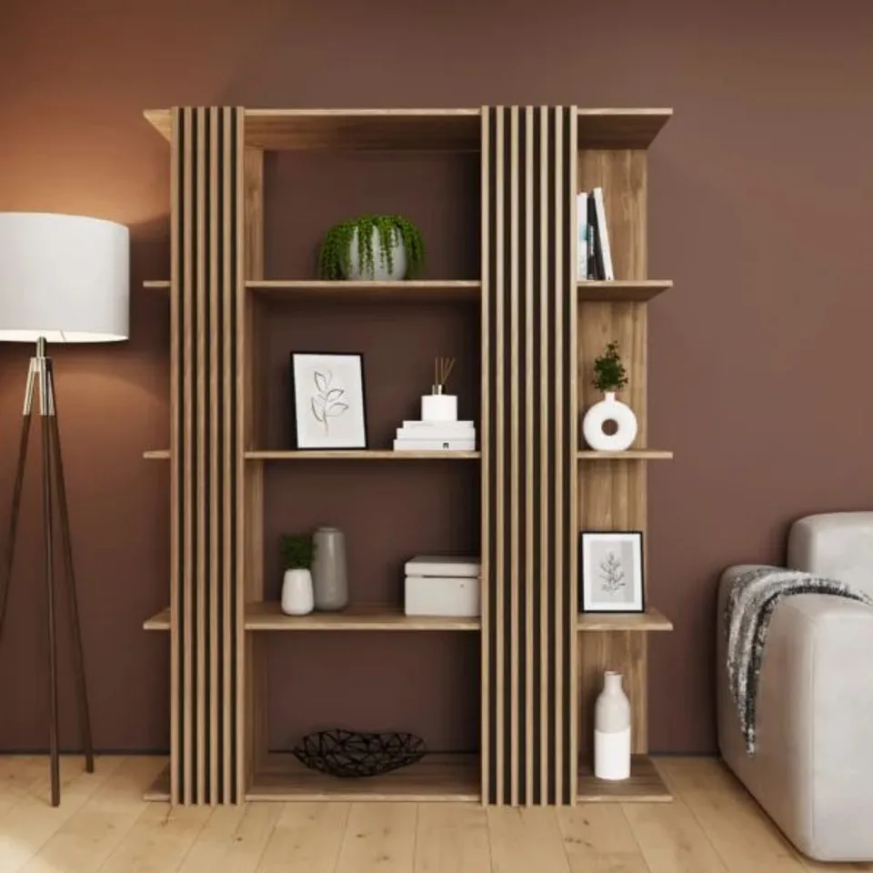ROWAN WIDE SHELVING UNIT - OAK (3 BOXES) 