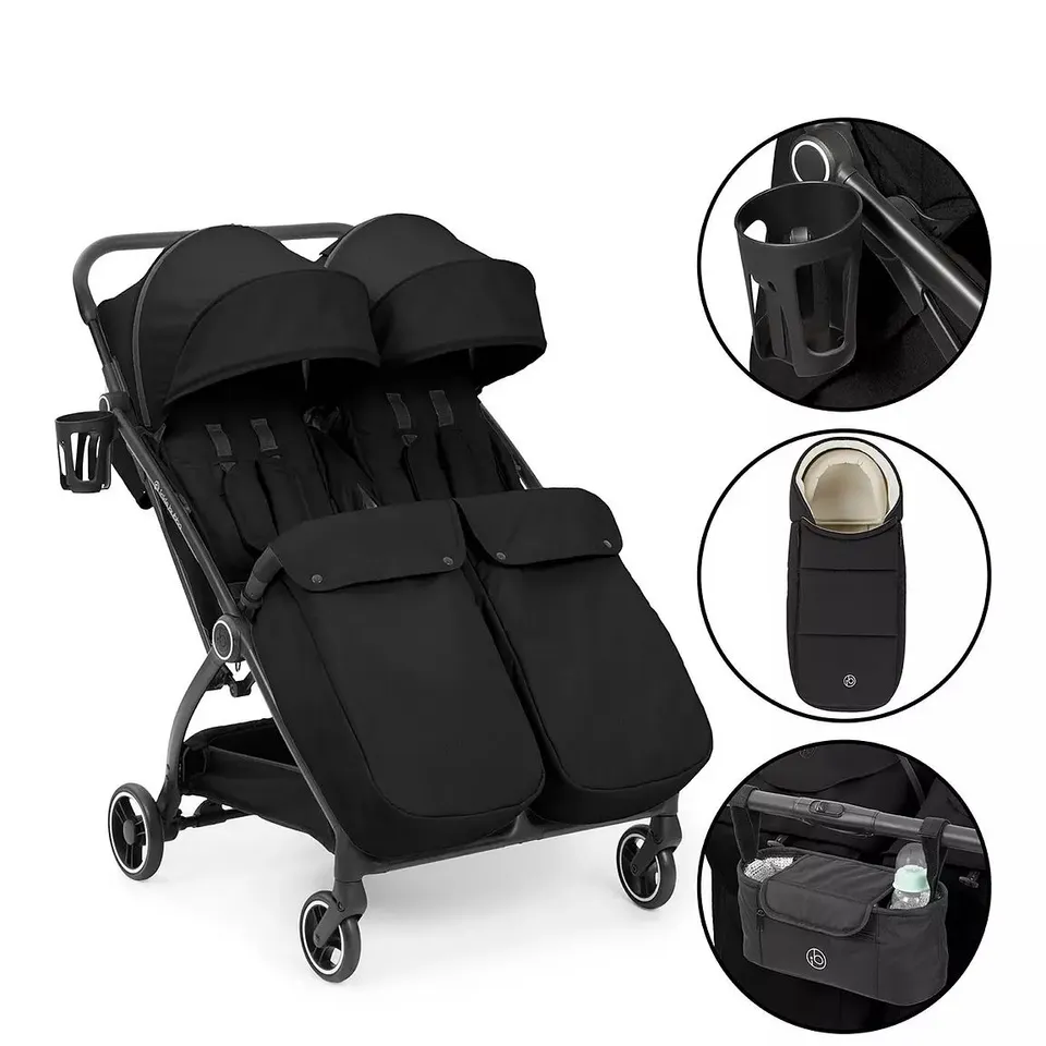 ICKLE BUBBA ARIES DOUBLE PRIME AUTOFOLD STROLLER - BLACK
